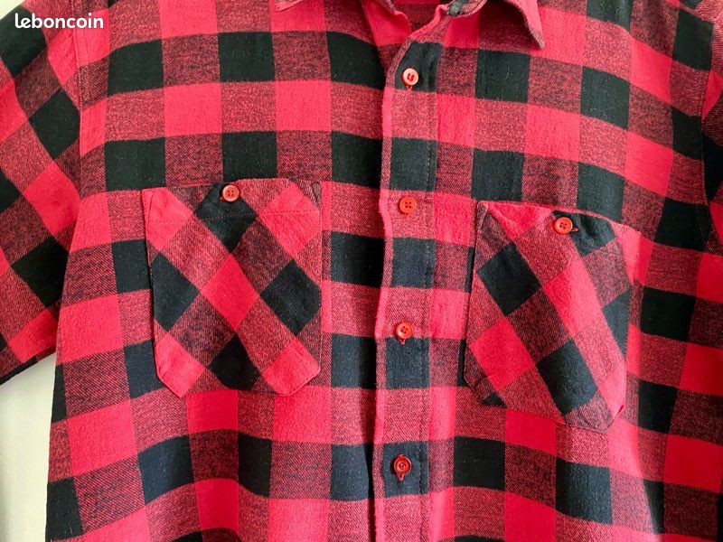 Chemise à carreaux rouge / noir homme flanelle taille 39/40 (image 2)
