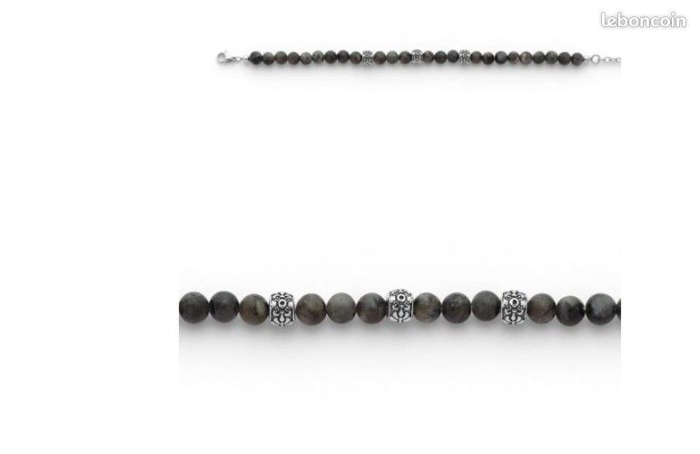 Neuf : Bracelet homme acier labradorite dégradé de gris réglable (brac5) (image 3)