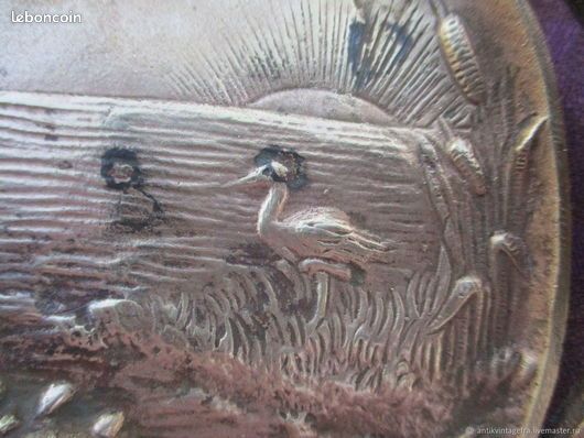 Vide poche en marbre a décor d'oiseaux en bronze XX siècle | Selency