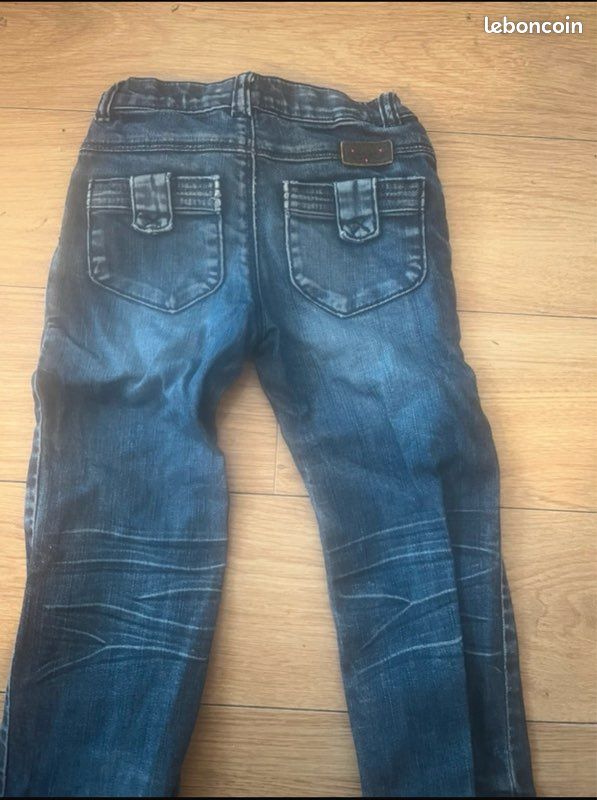 Jean catimini fille 3 ans bleu denim brodé taille ajustable confortable tendance (image 5)