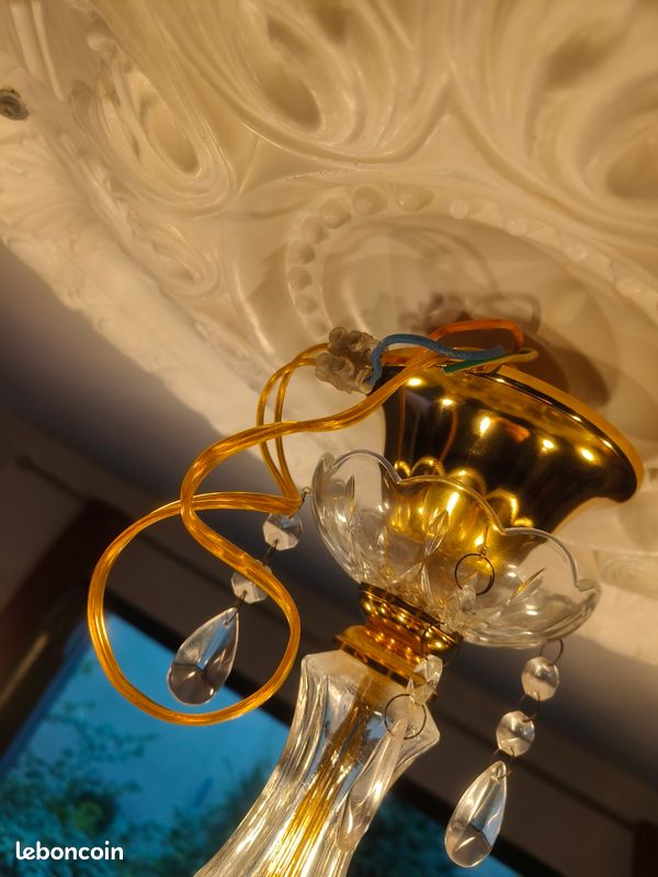 Lustre/plafonnier crystal 5 ampoules vintage (image 3)