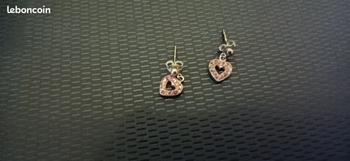 Boucles d'oreilles - Coeur rose (Bnm) (image 1)