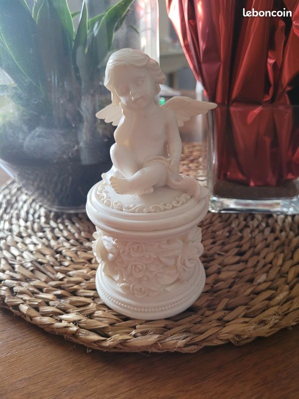 Boîte à Bijoux En Céramique Blanche Avec Ange - 10x8x8 Cm, Rangement élégant Pour Bureau Ou Maison