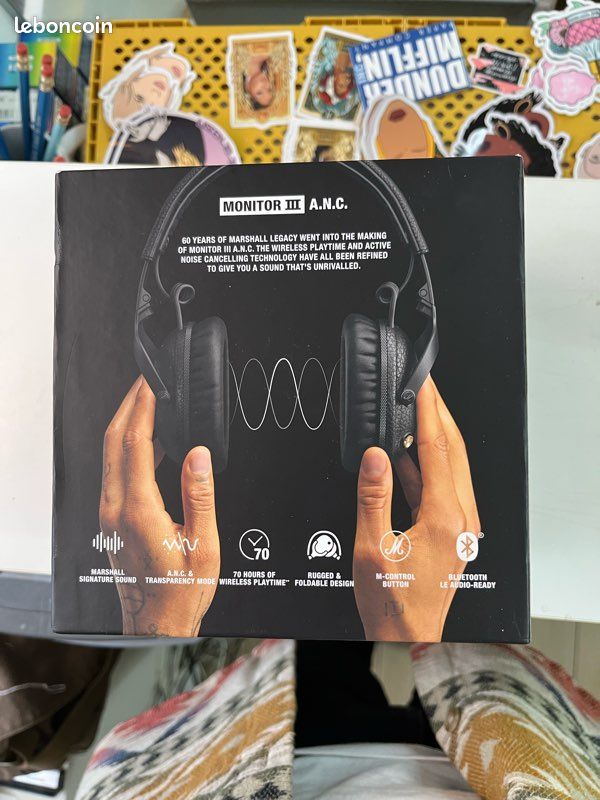 Casque Marshall Monitor III ANC - Réduction De Bruit Active - Bluetooth - 70h Autonomie - Noir