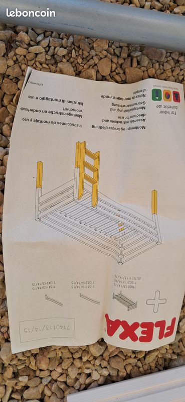 Trois échelles de lit en bois plus accessoires de fixation (image 3)