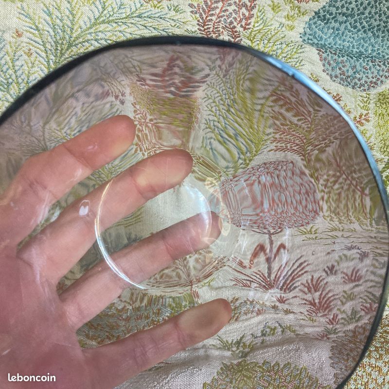 Coupelle rince doigt en cristal teinté mauve ancien, Lalique sûrement mais non signé (image 8)