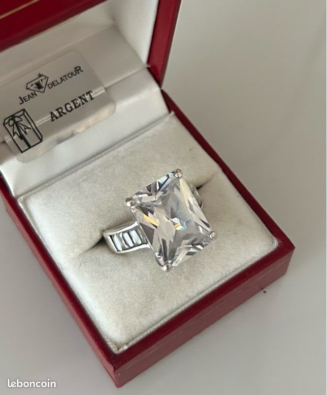 Bague En Argent 925 Avec Strass/pierres - Taille 56 - Occasion - Coloris Argenté