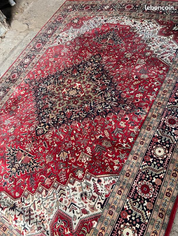 Grand Tapis Turc ATLAS HALILARI, 3,10m X 2,05m, 100% Laine, Motif Oriental Rouge (Occasion - Fin XXe)