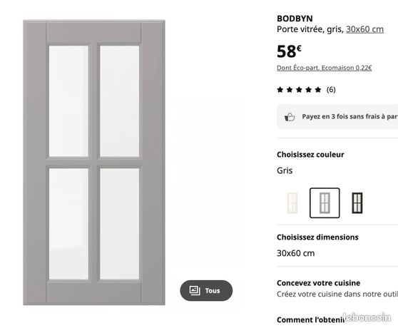 OSTVIK Porte vitrée - blanc/verre transparent 60x64 cm