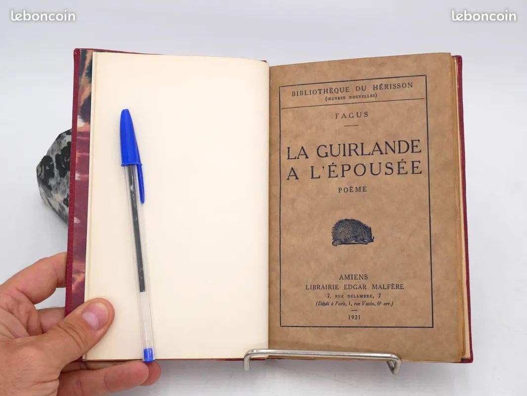 (Poésie) FAGUS (1921, eo) La Guirlande à l'épousée ++ Reliure MAROQUIN ++ Edition originale (Georges FAILLET) Poème Bibliothèque Hérisson - Poète symboliste, VILLON, VERLAINE et LAFORGUE, symbolisme (image 2)