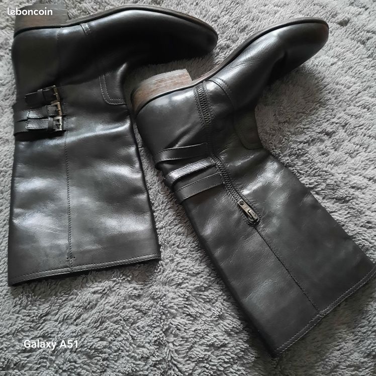 Bottes cavalières cuir souple couleur marron taille 371/2 impecable (image 9)