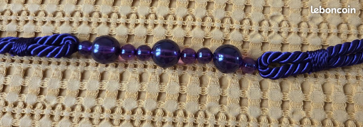 Lot de 6 embrasses rideaux corde violettes et perles transparentes (image 2)