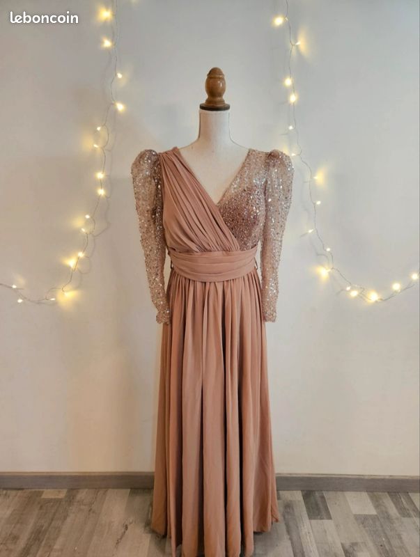 Robe de soirée rose poudrée (image 1)