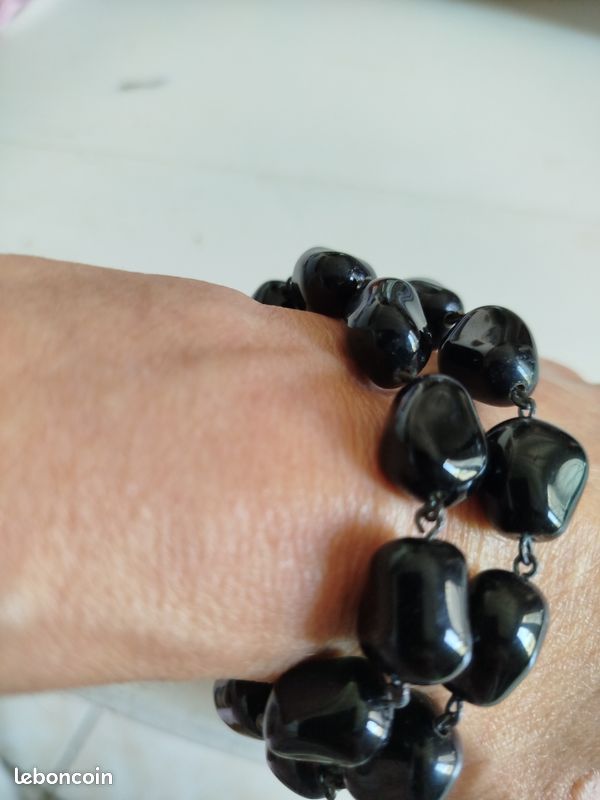 Bracelet perles noires Agatha (image 2)