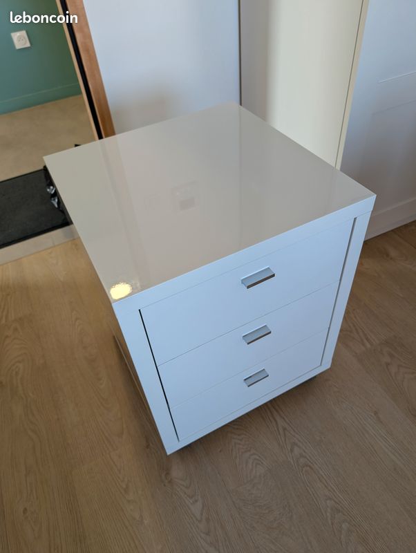 Caisson de rangement bureau blanc laqué (image 2)