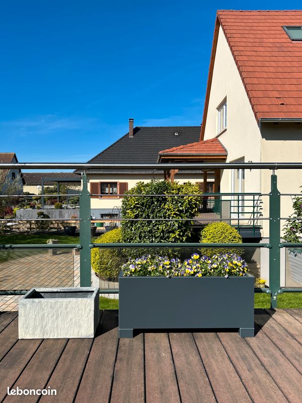 Jardinière, bac à fleurs, bac potager, alu Gris Anthracite 79 cm (image 3)