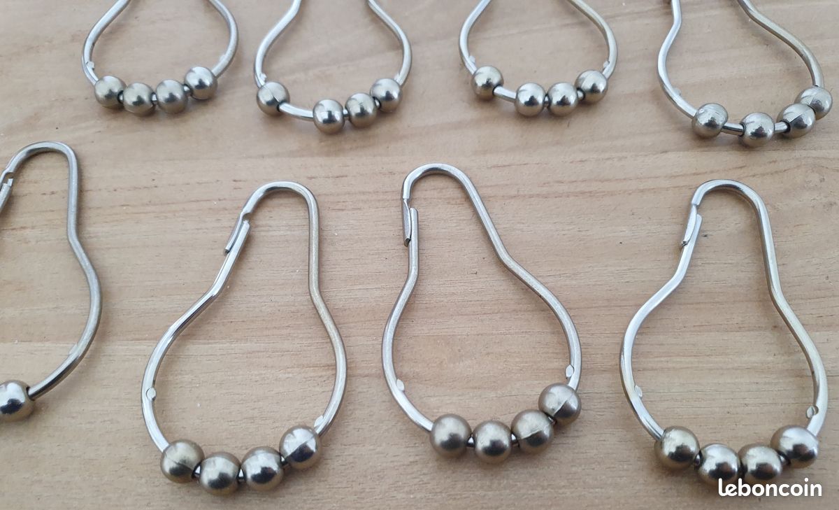 Lot de 14 Anneaux de Rideau avec Pince et Crochet ø50mm - Bronze