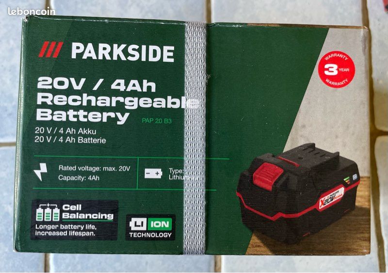 Batterie Parkside PAP 20 B3 4Ah 20V - Neuve Sous Blister - 3 Ans De Garantie Batterie Parkside PAP 20 B3 4Ah 20V - Neuve Sous Blister - 3 Ans De Garantie