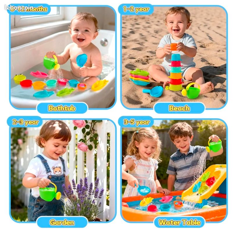 Jouet De Bain CANMALCHI – Ours Cracheur D’Eau Et Abeille Tournante – Ventouses, Cascade, Engrenages – Pour Bébés De 1 À 4 Ans – Sans Piles