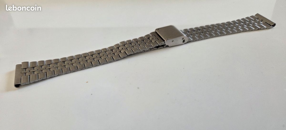 Bracelet Montre Homme Acier Noir 18 Mm - Vintage Années 1990 - Qualité Suisse Solide
