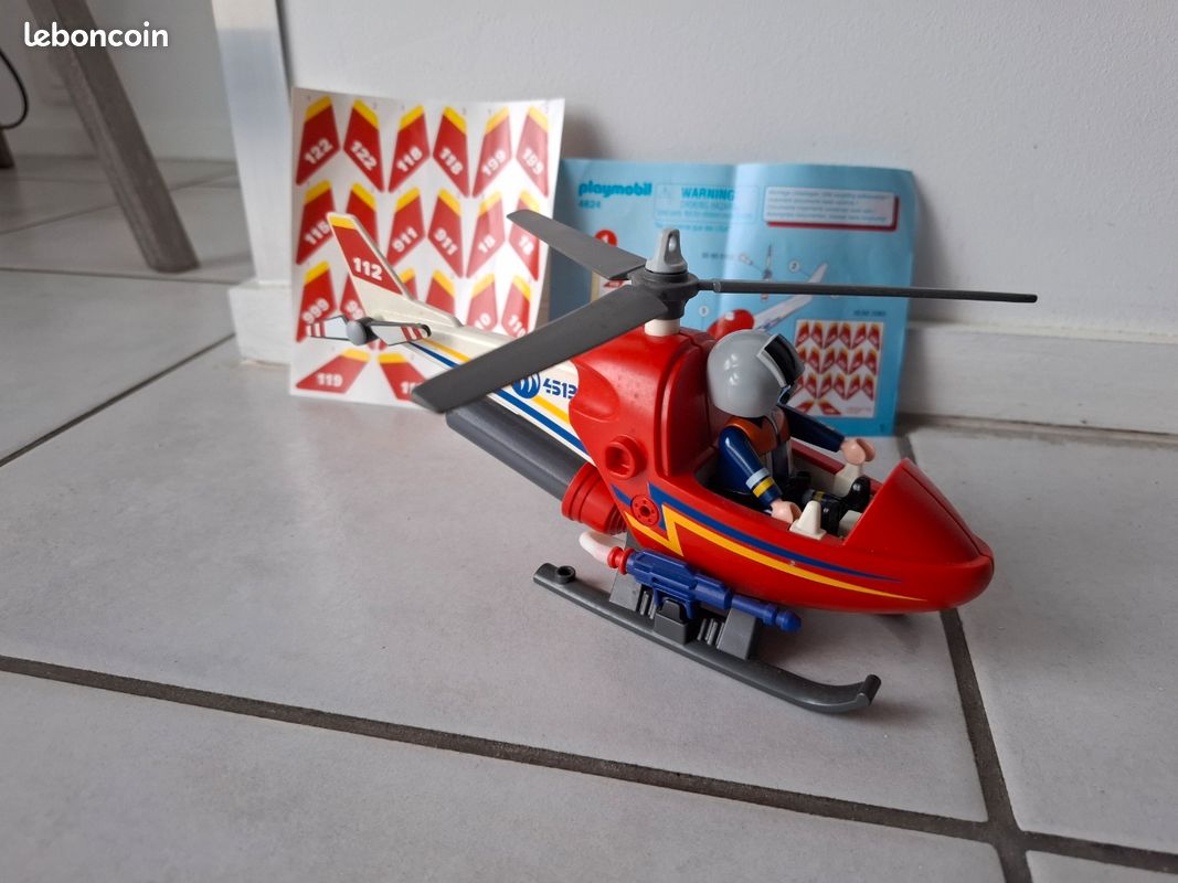 Playmobil hélicoptère de pompier réf 4824 Jeux Jouets