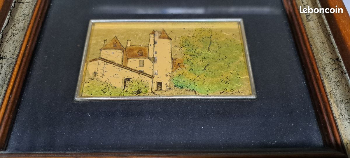 Tableau Vintage Les Etains Du Vallon - Drakkar - 19 X 15,6 Cm - Gris - France
