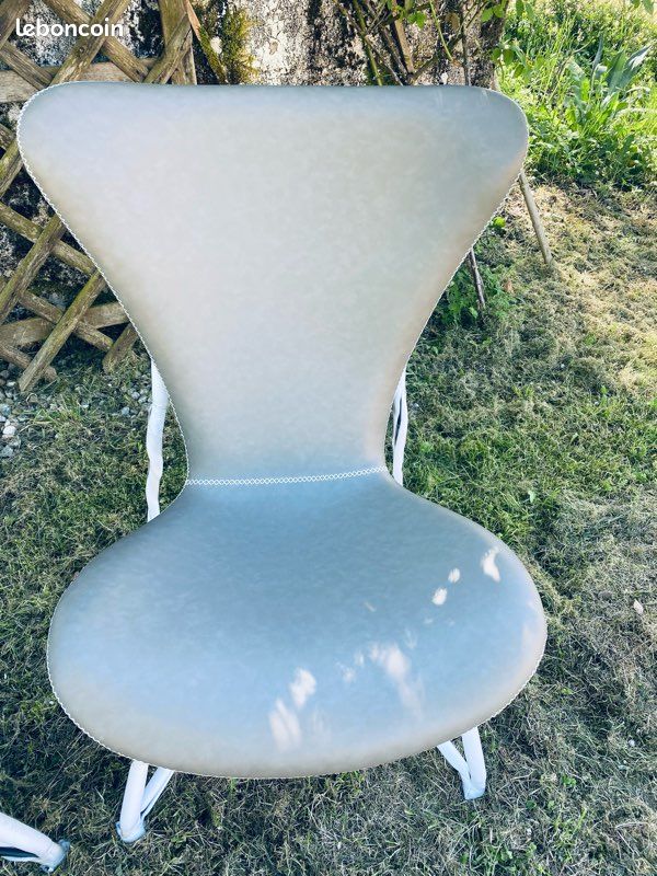 Paire de fauteuils neufs en simili vert amande pieds métal (image 7)