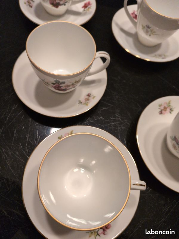 Service 6 Tasses et Soucoupes Porcelaine Vintage - Hertel Jacob Bavaria (image 5)