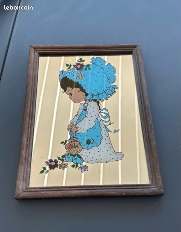 Miroir illustré vintage, objet rare (image 2)
