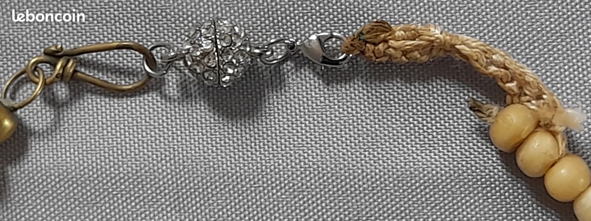 Collier Ancien Avec Pendentif Métal Argenté Et Perle - Bijou Vintage Occasion Unique