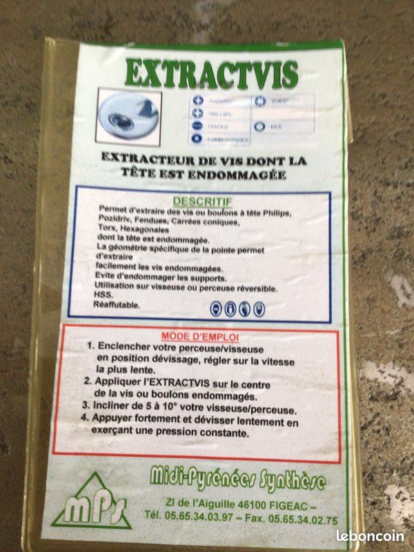 Extracteur de vis tête endommagé (image 2)