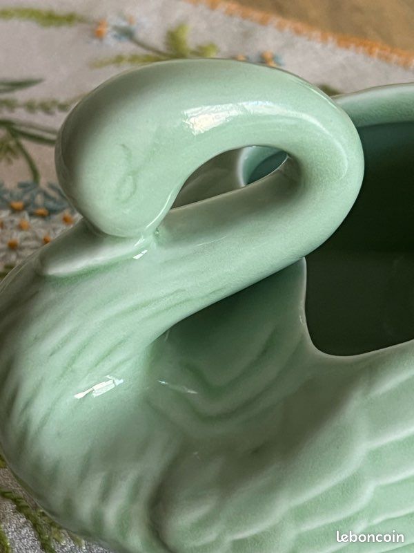 Cygne en céramique vert pastel vintage (image 9)