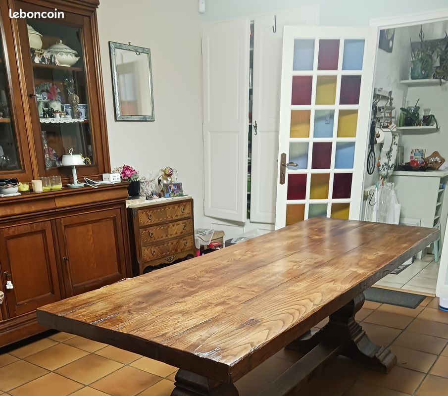 Table ancienne en bois + 6 chaises (image 1)