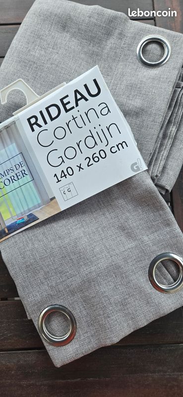 Paire de doubles rideaux gris (image 1)