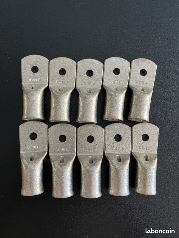SeKi Lot De 10 Cosses Tubulaires M10 Argentées 25mm² Pour Câbles