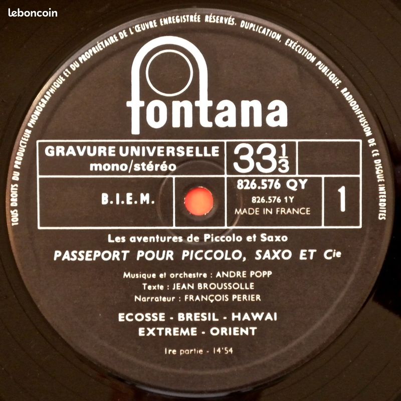 33T André POPP/ Jean BROUSSOLLE/ François PERRIER – Passeport Pour Piccolo Saxo Et Cie (1960's) (image 3)