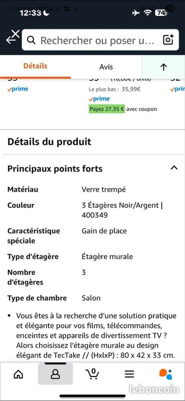 TecTake Etagère Murale en Verre pour lecteurs DVD Blu-Ray Console de Jeu décodeur (3 étagères Noir (image 4)
