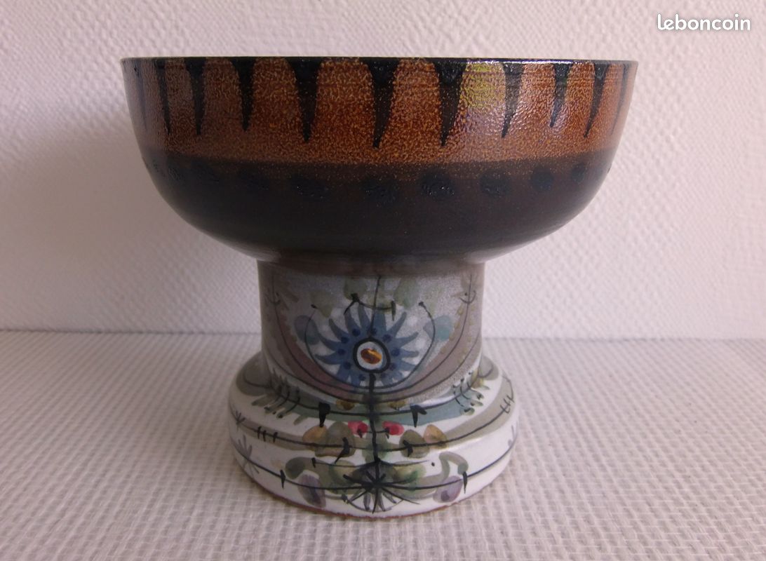 Superbe grand bougeoir en céramique de André L'Helguen pour Keraluc Quimper - Vintage (image 6)