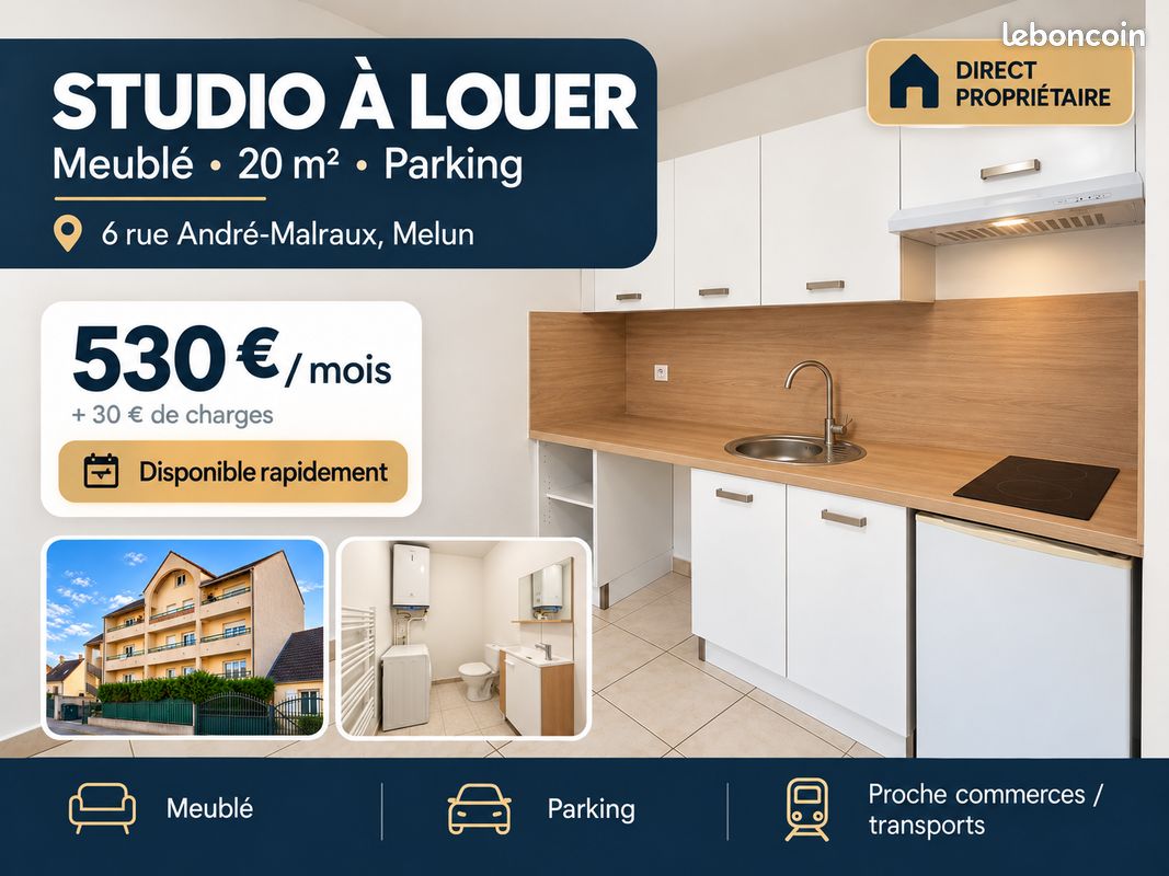 Appartement 1 pièce 20 m² · à Melun · 20 m² · 560 €/mois