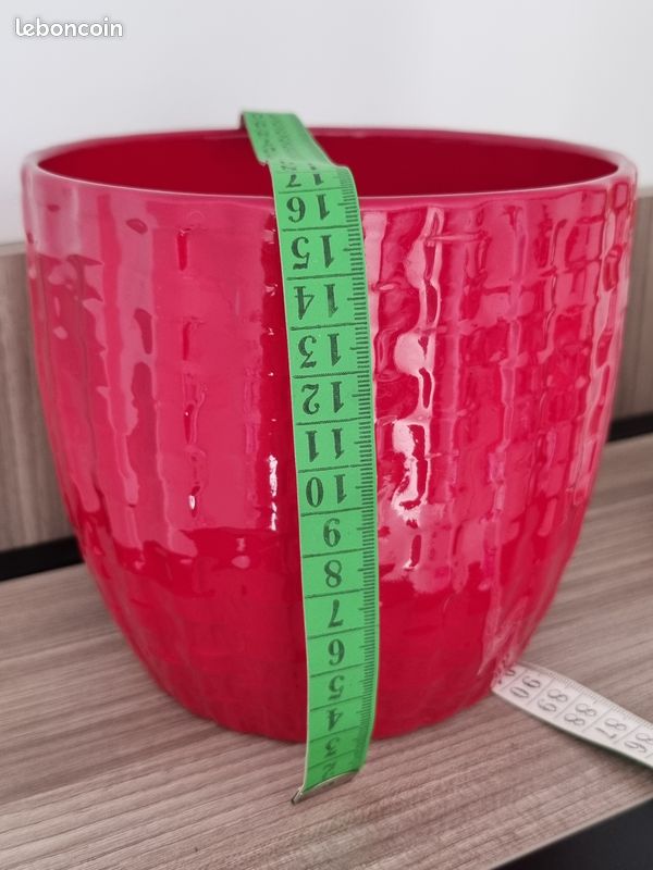 Cache-pot 16cm céramique rouge (image 3)
