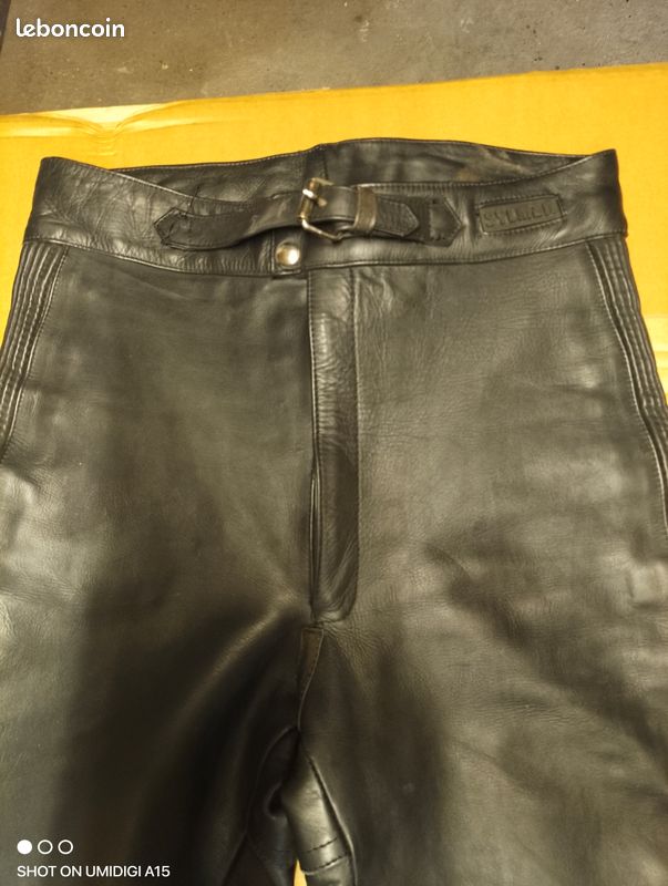 Pantalon cuir moto vintage (image 2)
