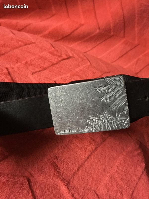 Belle ceinture vrai cuir noir et toile AEM'KEI pour homme (image 2)