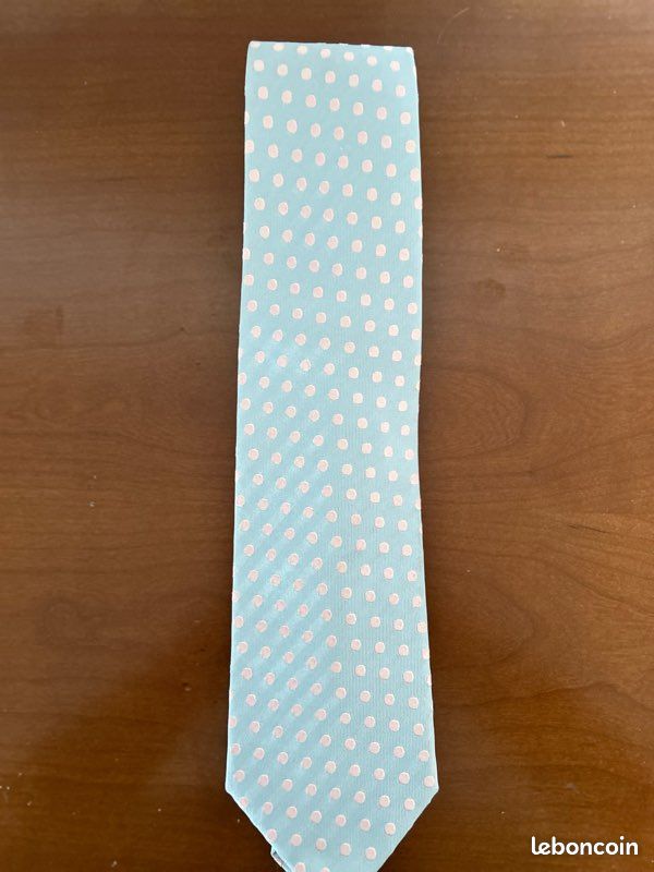 Charles Tyrwhitt Cravate Soie Bleu/Rose A Pois TU (image 2)