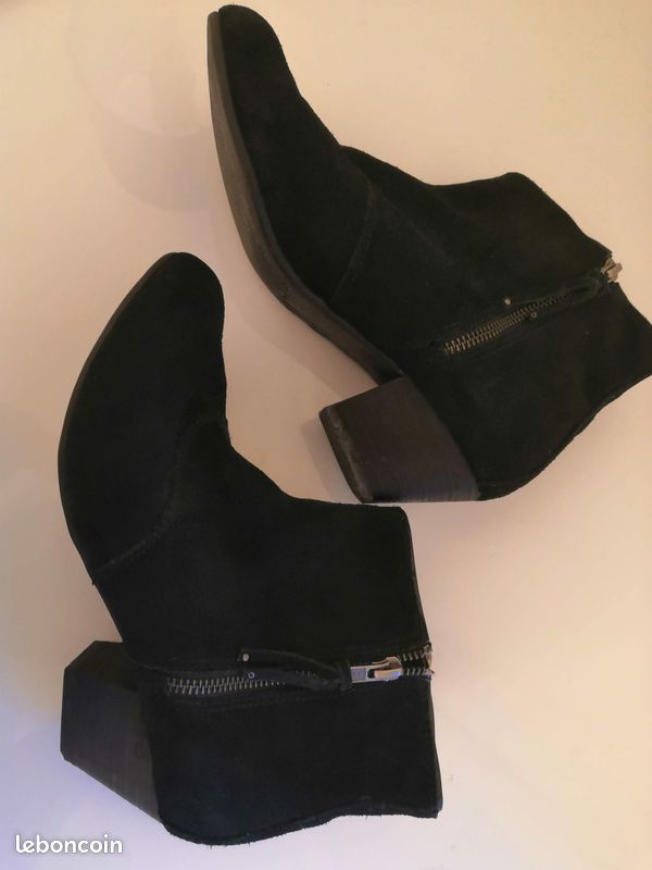 Bottines femme daim noir (39) (image 7)