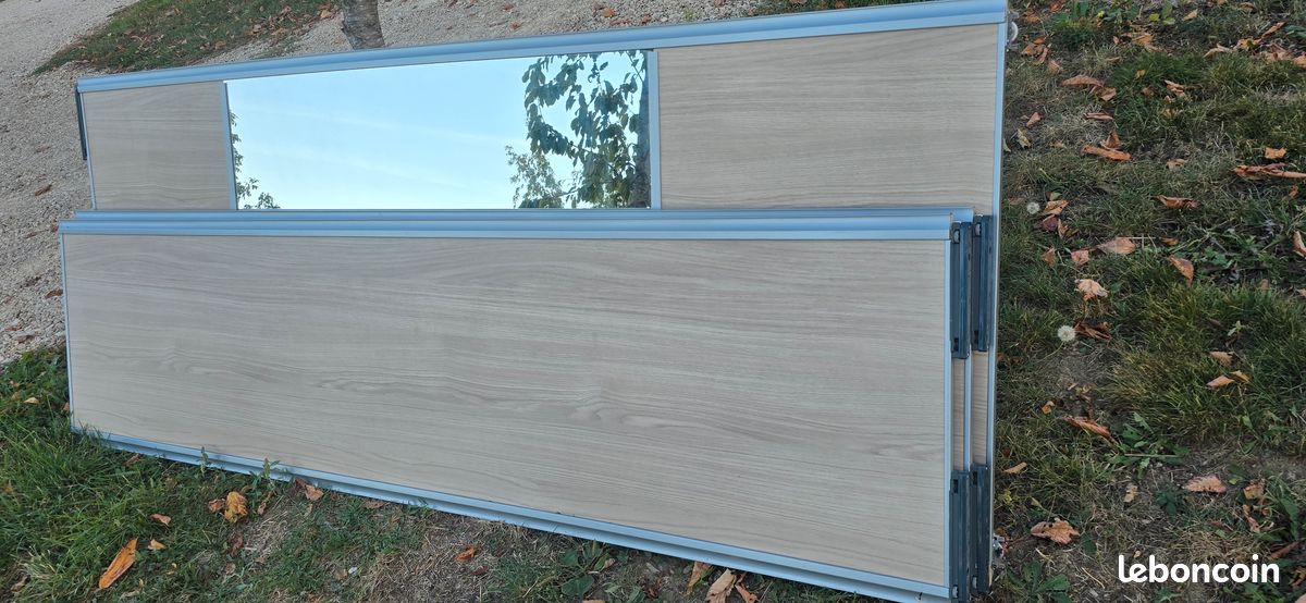 Lot de 3 portes coulissantes de placard avec profilés aluminium (image 3)