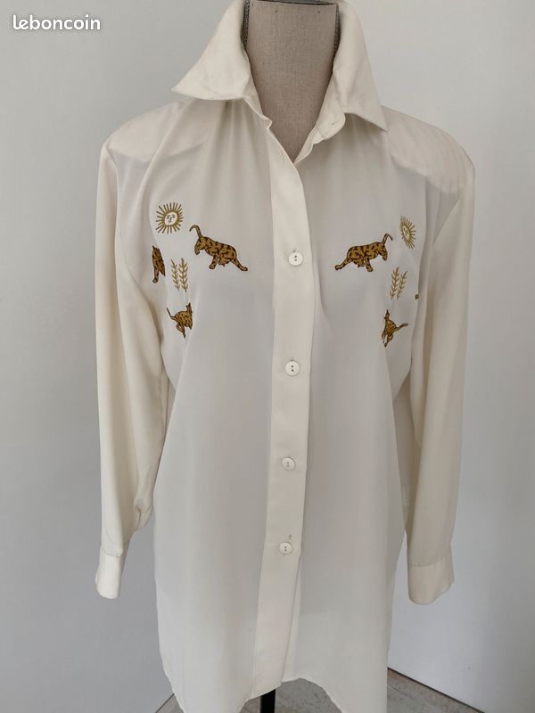 Chemise /chemisier Neuf taille 42/44 polyester imprimé animal écrue (image 1)