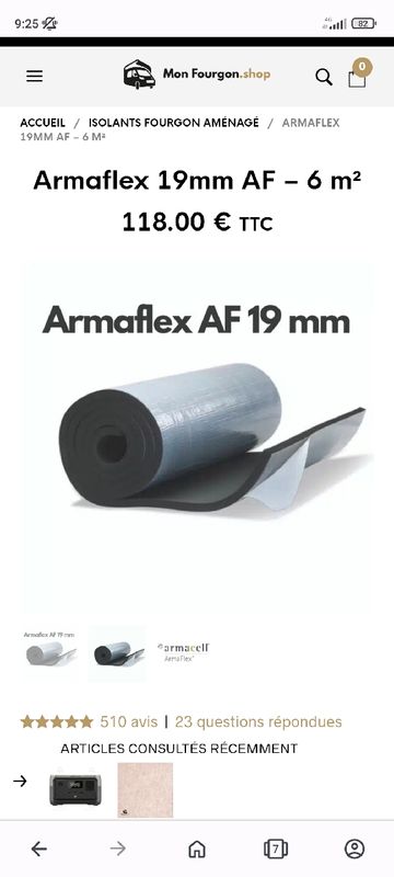 Isolant armaflex 19mm - Équipement caravaning