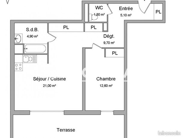 Appartement 2 pièces 55 m²