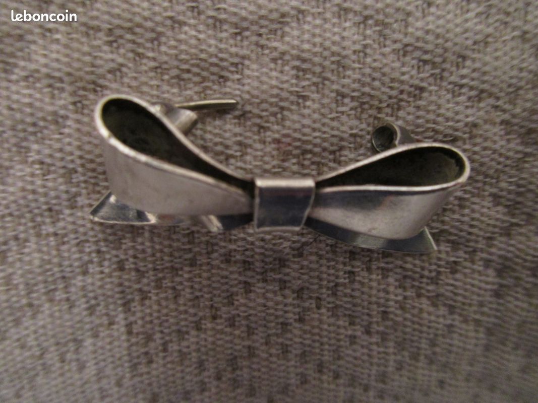 Broche Nœud Papillon Dentelle Sertie CZ Blanc Rhodié - Style Vintage Edwardian, Neuf Sans Emballage, Super Jolie !