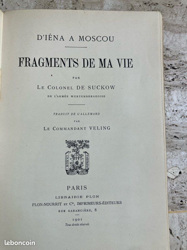 Livre ancien - Fragments de ma vie D’Iena à Moscou (image 4)